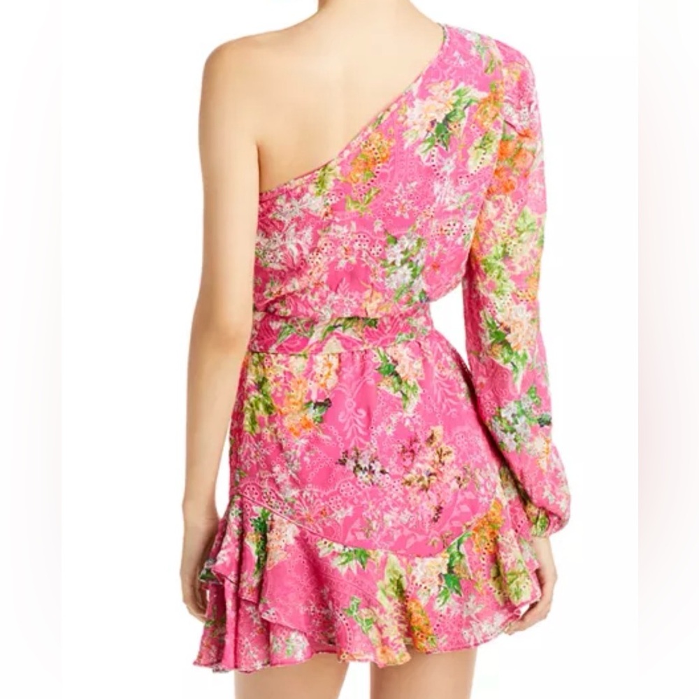 Hemant and Nandita One Shoulder Floral Belted Mini Dress Size Small - Picture 2 of 11